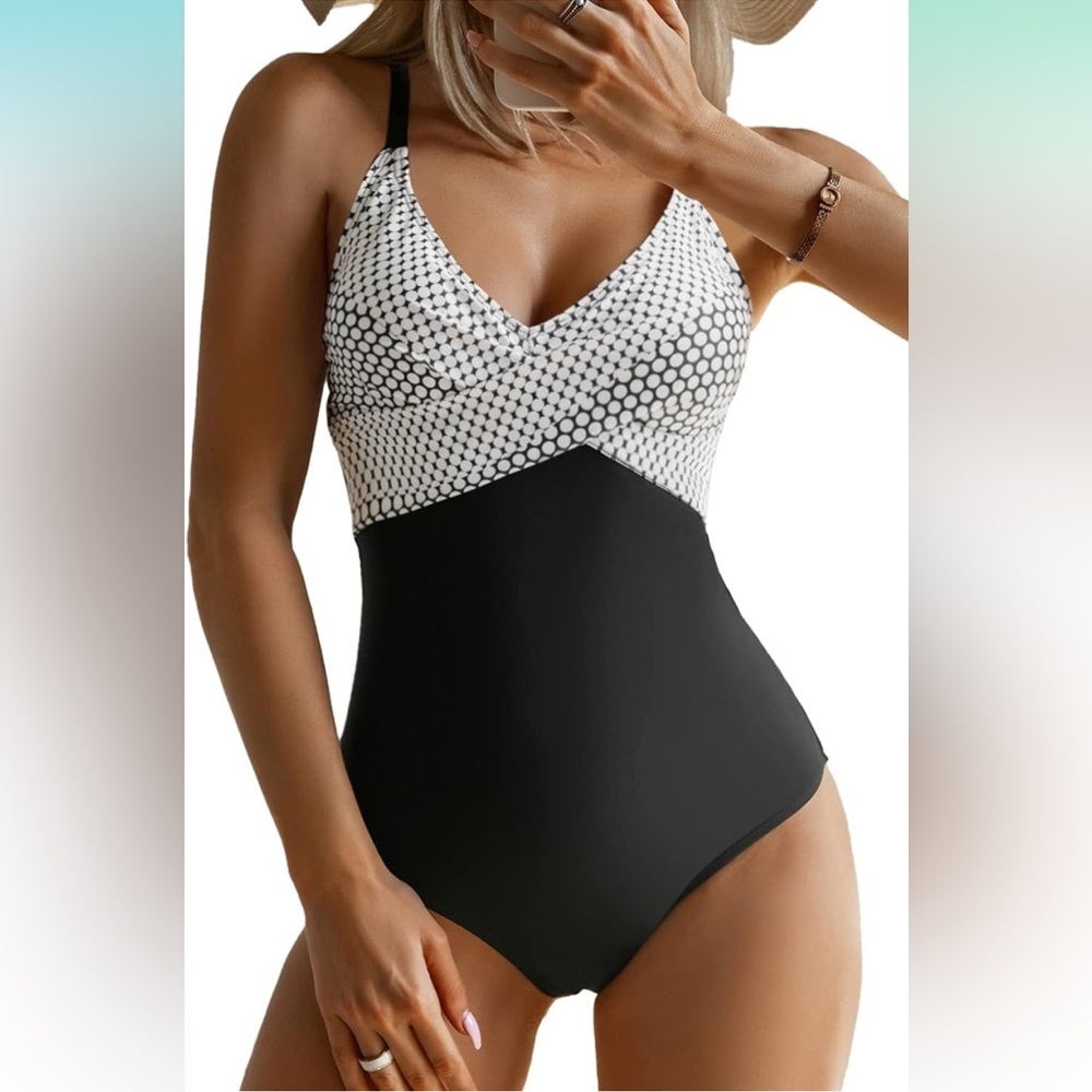 B2prity Women's 1 Piece SwimsuitTummy Control Front Cross Bathing Suits Slimming